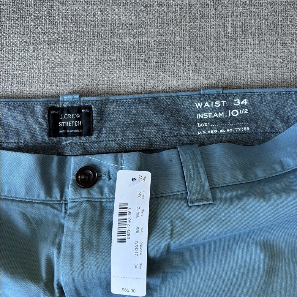 J Crew Stretch Men's Blue Shorts Size 34 10.5 inch inseam Preppy Comfort NWT - Picture 6 of 7